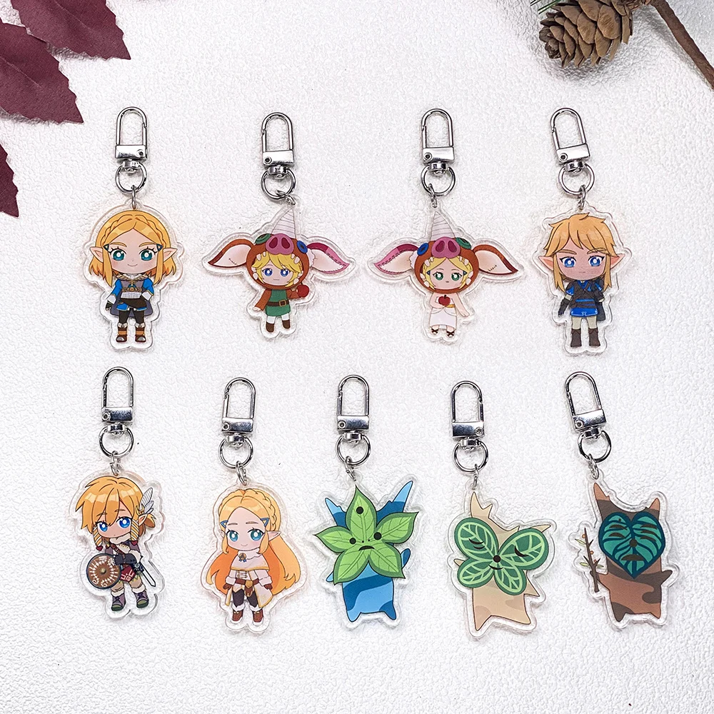 1/9Pcs Game The Legend of Zelda Cartoon Keychain Accessories Acrylic Charms Pendant For Bag Funny Key Holder Backpack Decoration