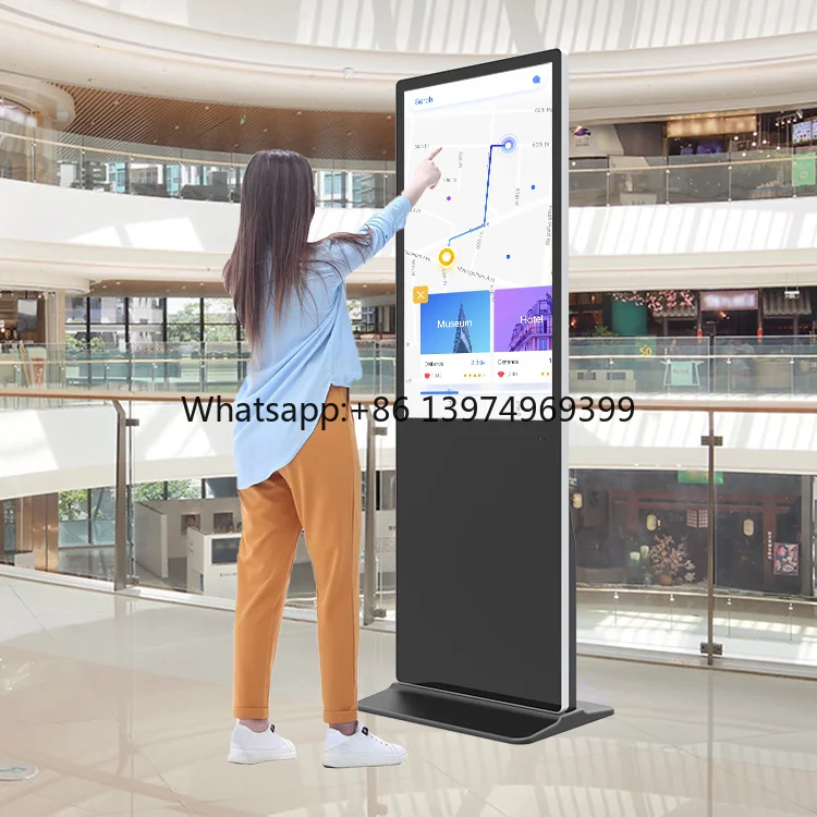 HUSHIDA Display Advertising 4K Large Digital Signage Wifi 43 49 55 65 Inches Floor Standing Digital Signage