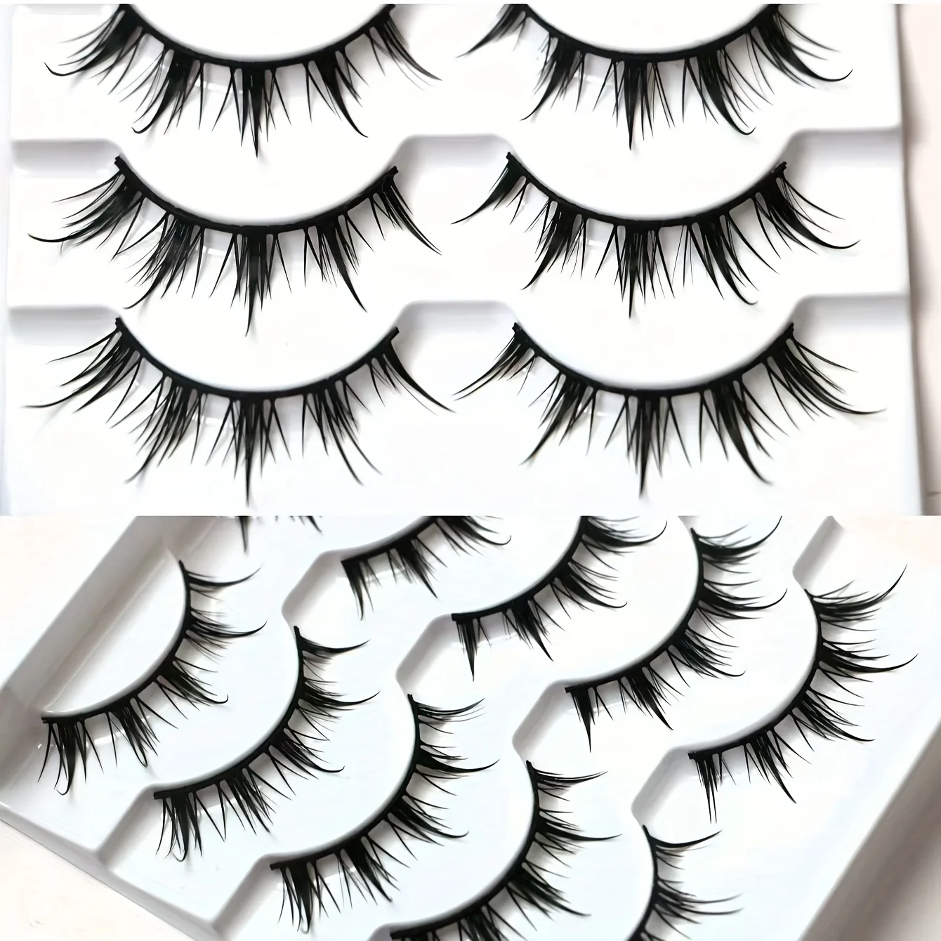 5 أزواج من الرموش الصناعية على طراز الرسوم المتحركة، رموش صناعية على شكل شيطان دراماتيكي على شكل رسوم متحركة على شكل حرف D منحنية