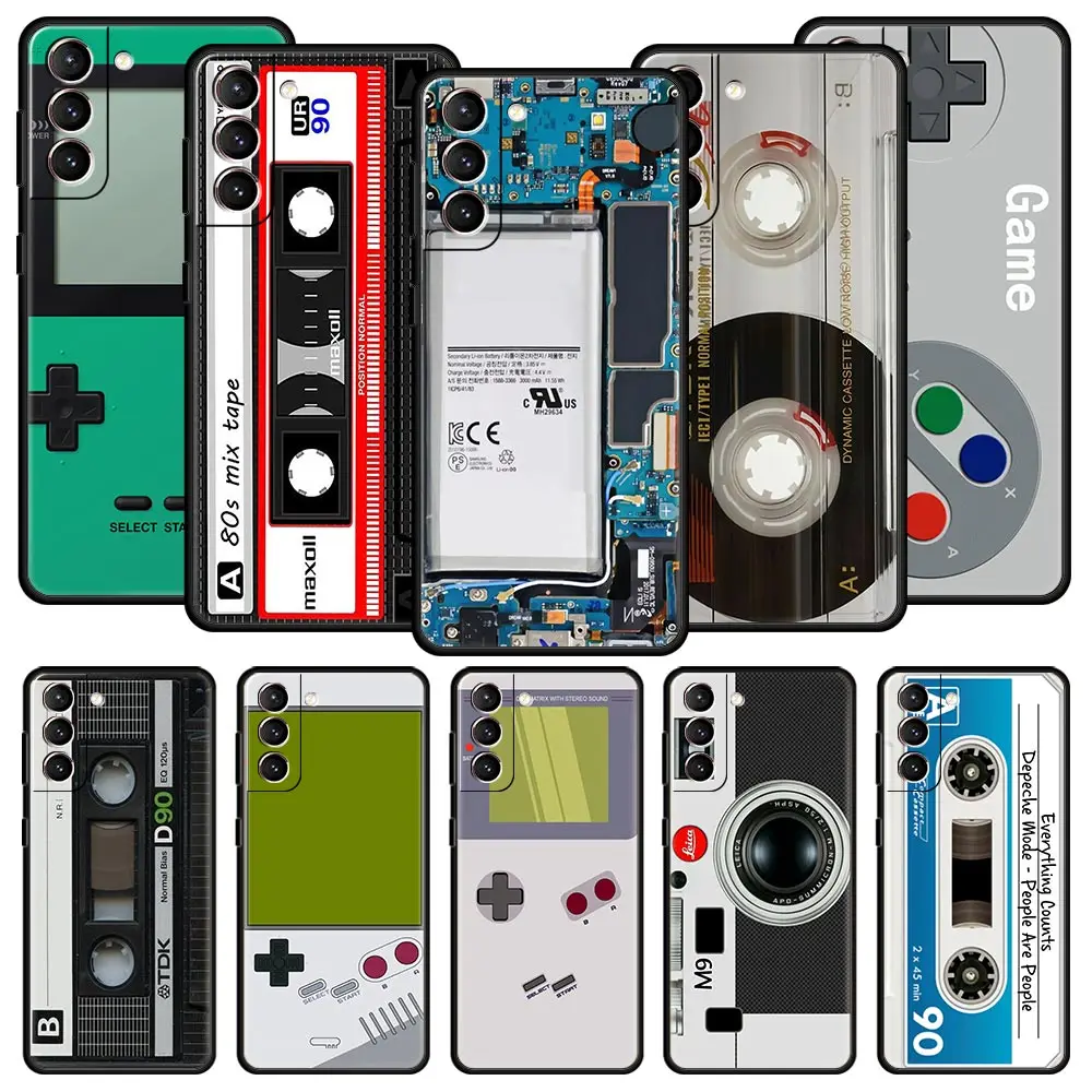 Case For Samsung Galaxy S24 S22 S20 FE S21 S23 Ultra 5G S10 Plus Note 20 10 Lite Phone Cover Music Retro Vintage Camera Cassette