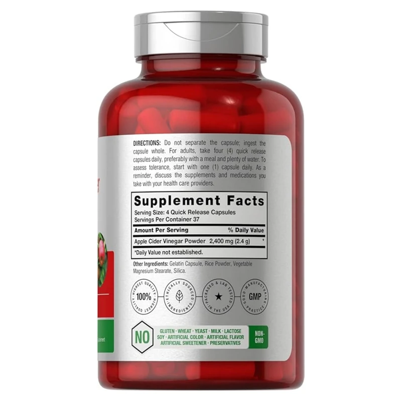 2400 ملغ كبسولات نباتية لخل التفاح كيتو كبح كرافينج شكل الجسم إدارة الوزن التمثيل الغذائي وإزالة السموم Glp -1