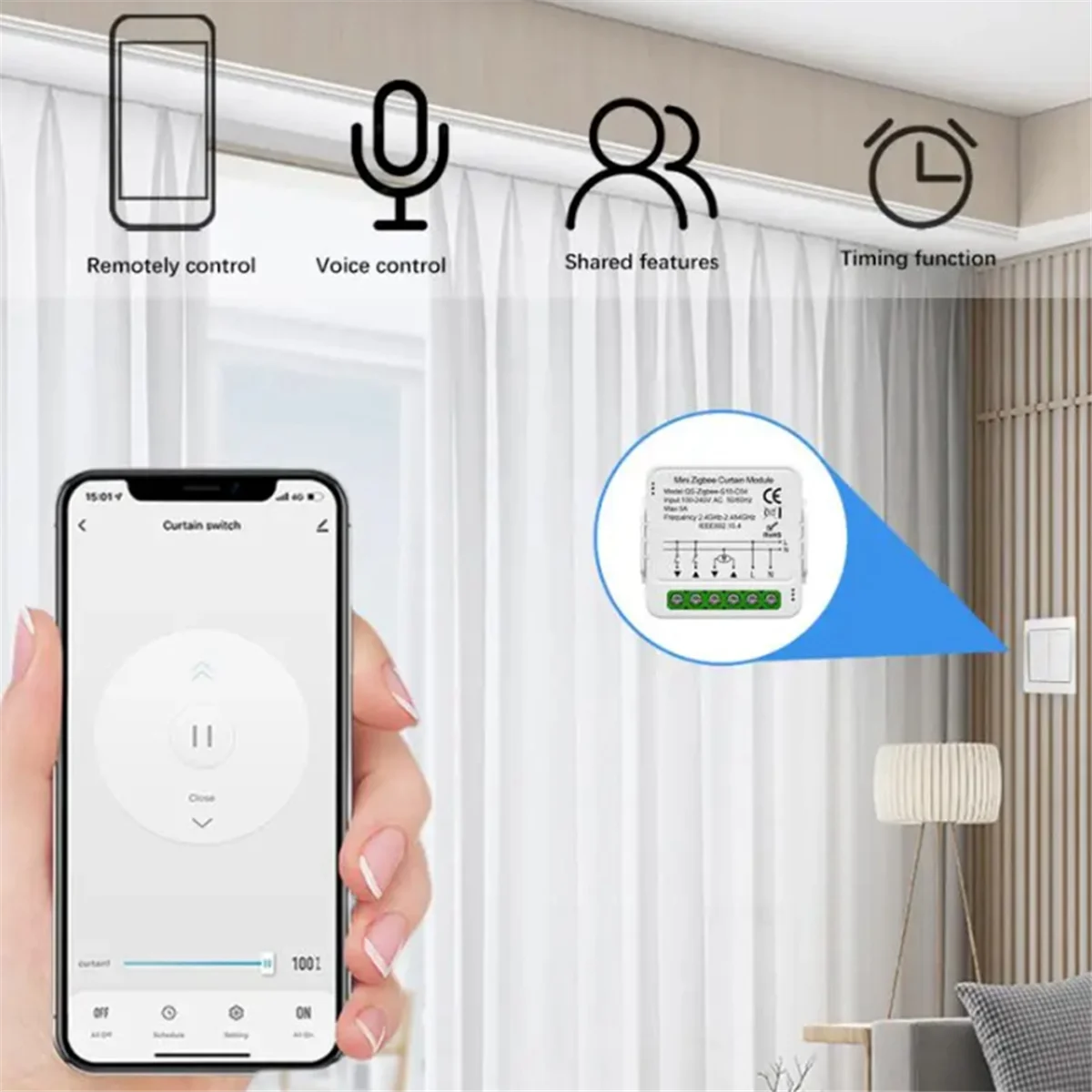 Умный Wi-Fi модуль переключения занавесок Tuya для роликового затвора Электрический двигатель Smart Life APP дистанционное управление