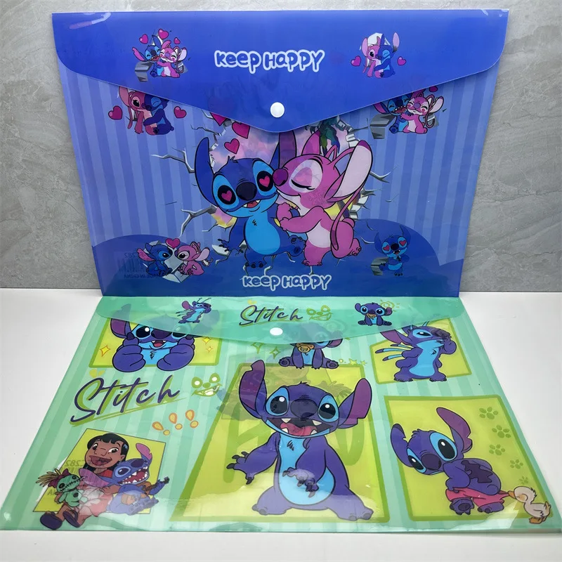 Stitch Snap Button File Bag - Lilo & Stitch A4 Document Bag for Test Papers and Archives