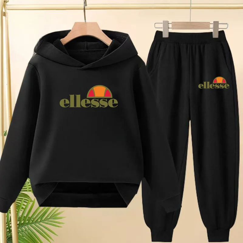 3-12 سن صبي فتاة نمط جديد 2 قطعة مجموعة الترفيه رسالة الأطفال ملابس خارجية هوديي + بنطلون البلوز لطيف مقنعين الخريف رياضية