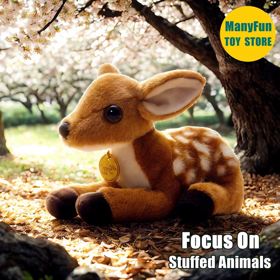 

Плюшевая игрушка пятнистого оленя, реалистичная мягкая игрушка с белым хвостом оленя, реалистичная кукла-симулятор Бака, плюшевый подарок Doe Fawn