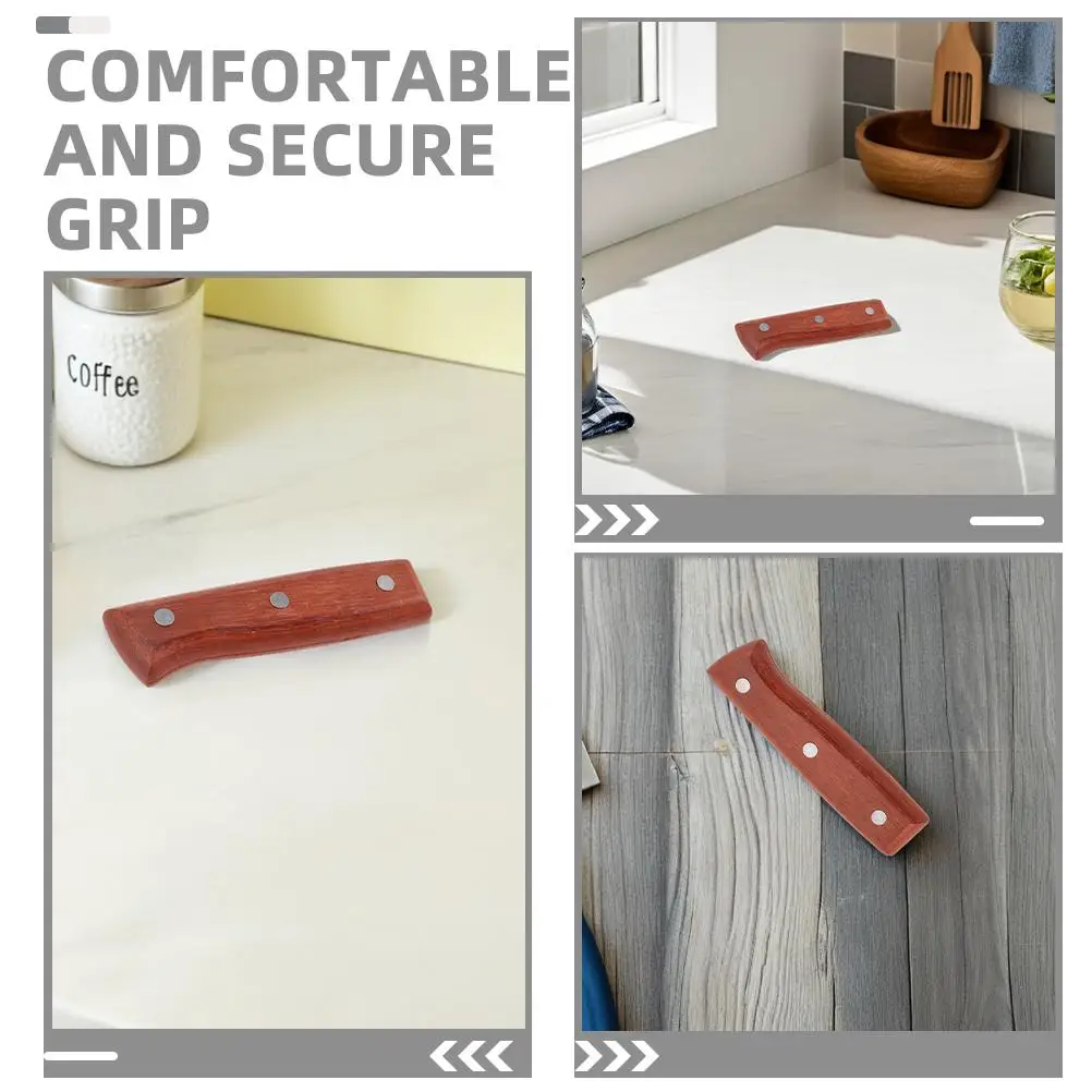 2Pcs Handle Wooden Replacement Anti Skid Kitchen Knife Grip Vegetable Chef Brown Sturdy Wide Compatibility - Image 3