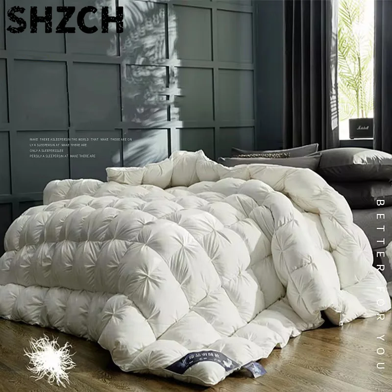 100% White Goose/Duck Down Quilt High quality Five-star Hotel Twist Flower Duvets Comforters 100% Cotton Cover Luxury Blanket