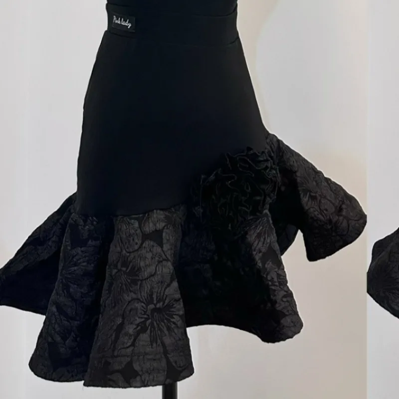 Customized Latin Dance Dear Wear Training Performance Competition Outfits - Split Front Fishbone Skirt with Strapless Top