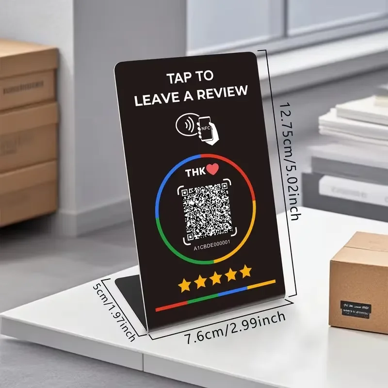 Hilo Programmable NFC 215 QR code Google Review NFC Display rack 13.56Mhz Five Star Rating System Customer Feedback Tool