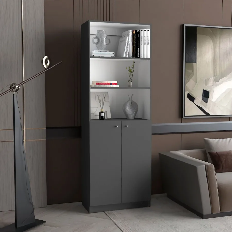 

Matt Gray and White 2Door Bookcase
