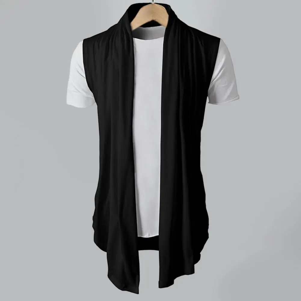 Super Soft  Trendy Pure Color Draping Cardigan Vest Temperament Cardigan Jacket Sleeveless   Streetwear