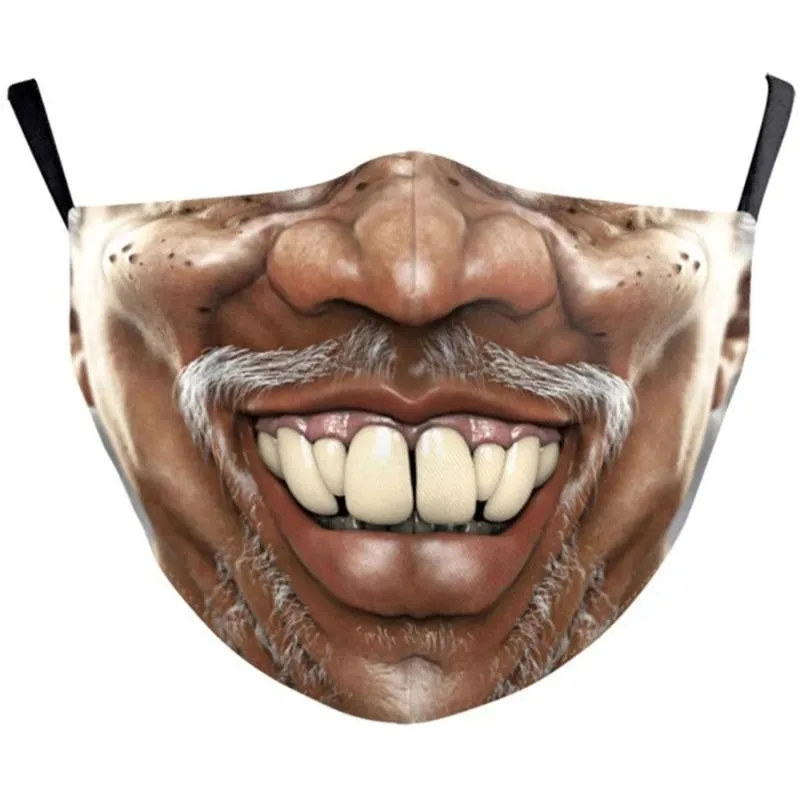 Neue Mundmasken für Erwachsene, komisch bedruckt, Baumwollmischung, Gesichtsausdrücke, modische Gesichtsschutzmaske, Halloween-Versorgung – Detail 5