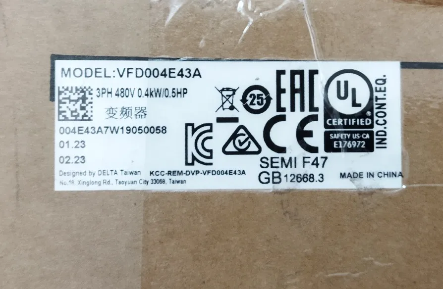 VFD004E43A Brand New Original Genuine Delta Inverter In Stock