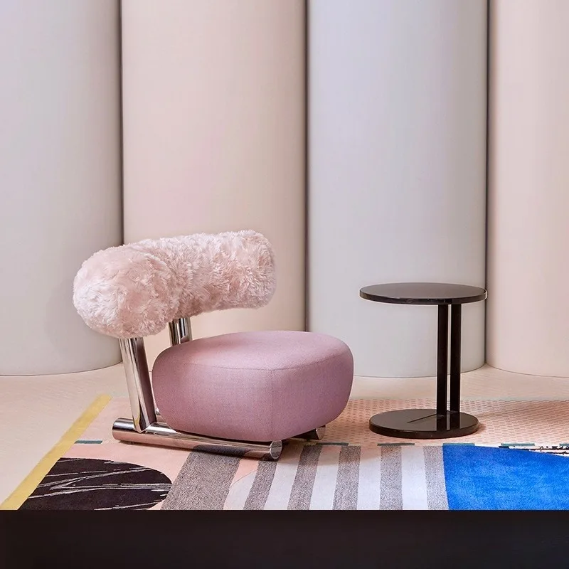 Italian light luxury villa pink single sofa living room simple lazy