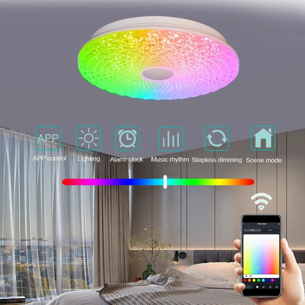 Imagem -03 - Smart Wifi Led Luz de Teto Redonda Compatível com Amazon Alexa Home Aplicativo Tuya Rgbcw 100265v