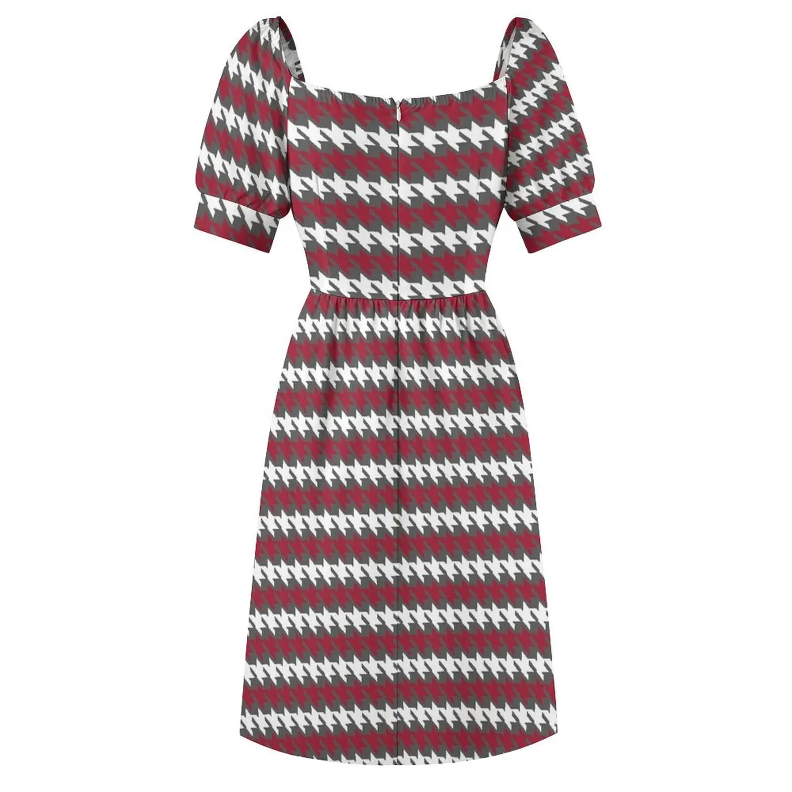 Crimson 20 Houndstooth - Crimson and White Short Sleeved Dress summer dress dress women summer