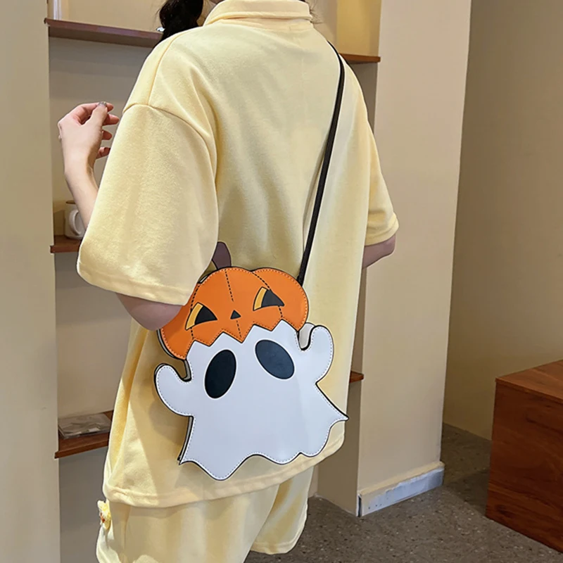 Funny Style Mobile Phone Bag Pumpkin Bag Halloween Fashion Ghost Ghost Spoof Ladies Crossbody Bag Cute Shoulder Bag