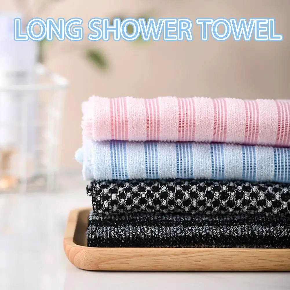 

Японское отшелушивающее банное полотенце для глубокого очищения – мочалка с длинной ручкой для спины и тела, многоразовая щетка-мочалка для душа