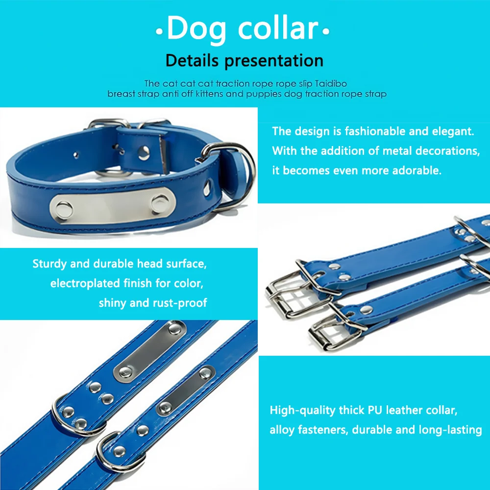 Op maat gemaakte halsband met naam gegraveerde identiteit Anti-verlies massief pu-leer voor alle soorten puppy's en kittens Huisdierbenodigdheden