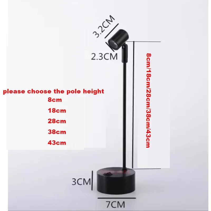LED Dry Battery Spotlights Jewelry Counter Display Cabinet 3w Wedding AAA Battery Pole Small Spotlights