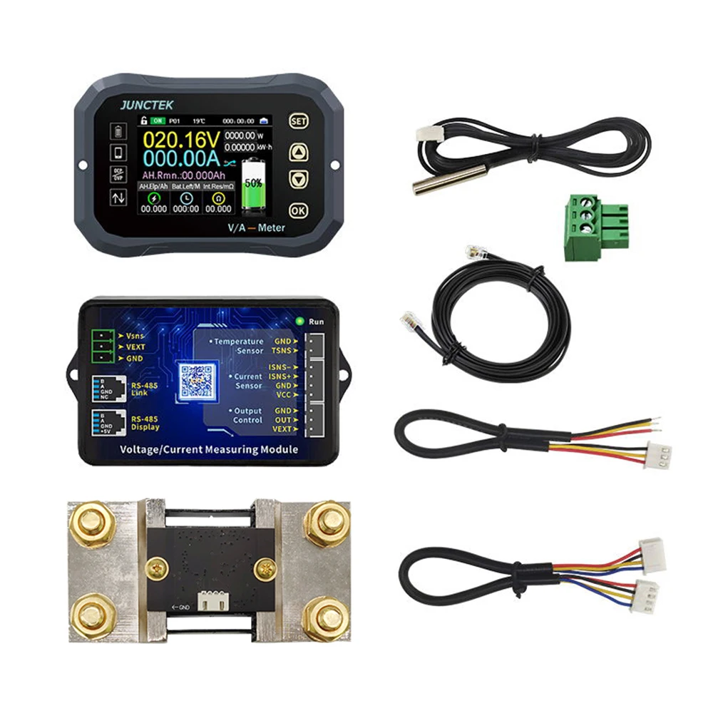 bateria sem fio compativel com bluetooth coulomb meter testador de corrente de tensao monitoramento tela colorida 400a 0120v 01