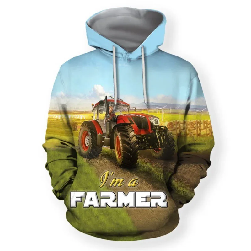 Full Print I Am Farmer Graphic Hoodie For Men Women New In Casual Pullovers Sweatshirts Clothes Mens Tractor Pattern Hoody