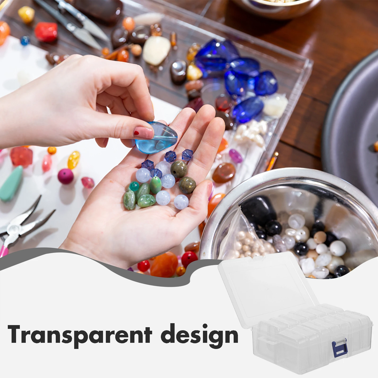 

1 set Bead Storage Box Transparent Mini Jewelry Organizer Strong PP Material Space-Saving Drawer Closet Storage Rings Hairpins