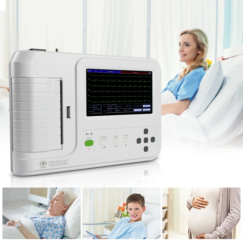 6-канальный 12-проводной цифровой кардиологический электрокардиограф CONTEC ECG600G EKG ECG аппарат + ПК программное обеспечение медицинское оборудование