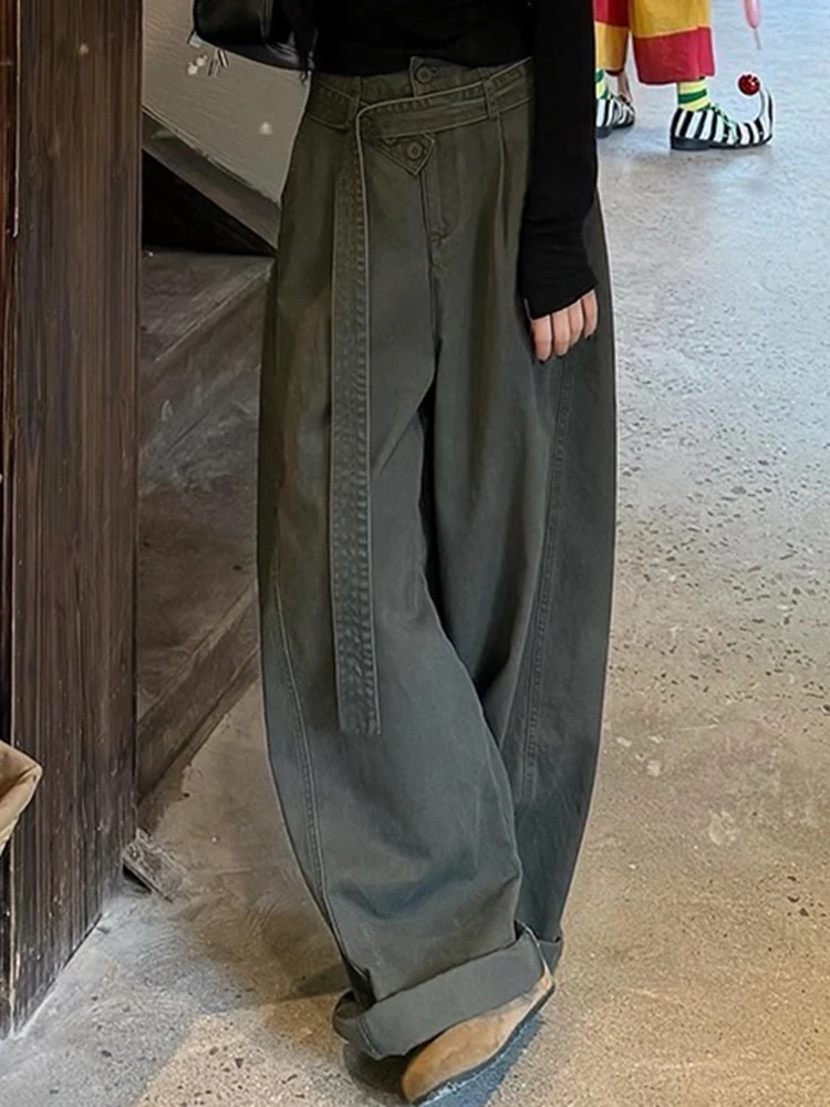 

Y2K American Retro Jeans Women Workwear High Waisted Loose Wide Leg Floor Length Pants