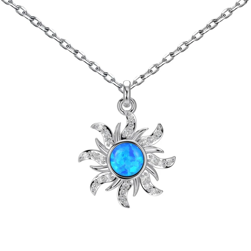 INS Style New S925 Sterling Silver Necklace with Female Sun Style Set with Australian Gemstones and Zirconia Personalized Design