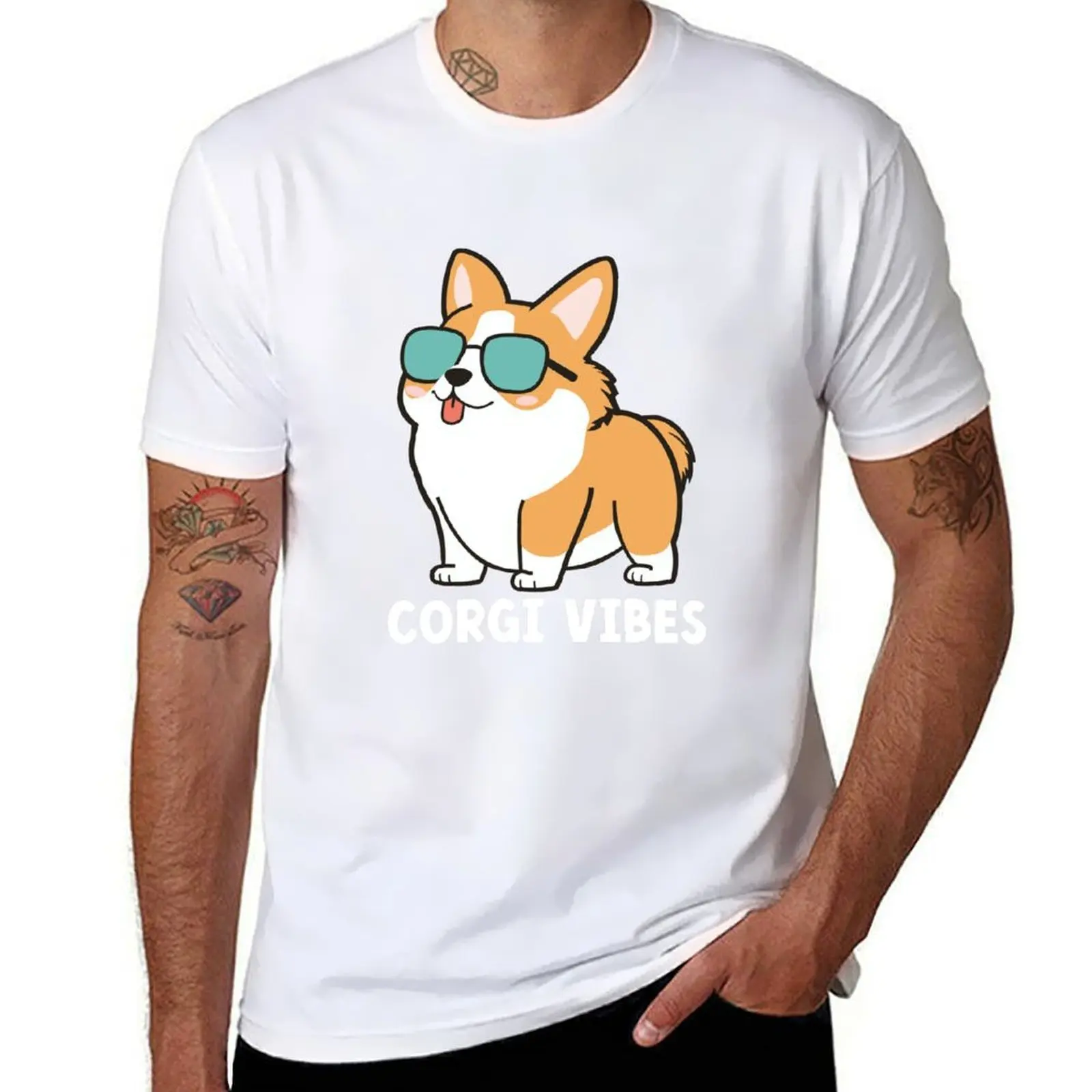

Corgi Vibes T-Shirt t shirts for man pack cotton t shirts with prints T-Shirt