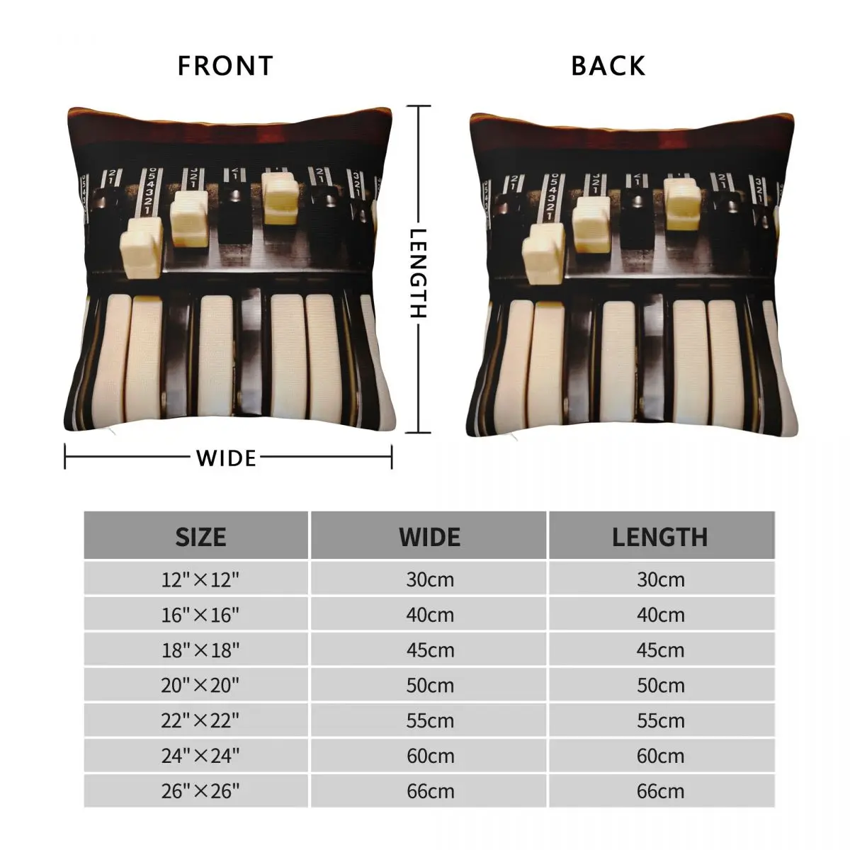 Hammond B3 Organ Instrument Pillowcase Polyester Linen Velvet Pattern Zip Decor Throw Pillow Case Bed Cushion Case
