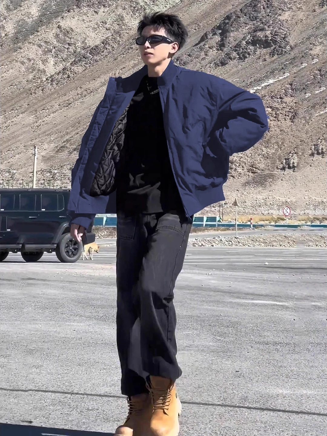 

Tibetan Blue ort Flight Jaet Men's Winter Thiened Stand Collar Baseball Sle American ape Cotton Outerwear