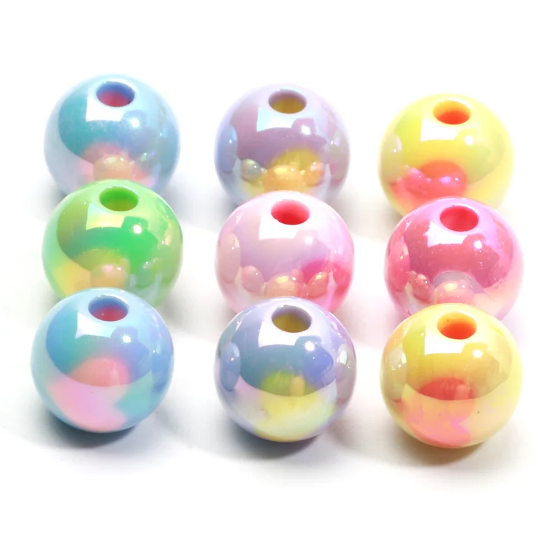 10pcs 12/14/16mm AB Love Heart Round Beads UV Acrylic Loose Spacer Beads For Jewelry Making Bracelet Necklace DIY Accessories