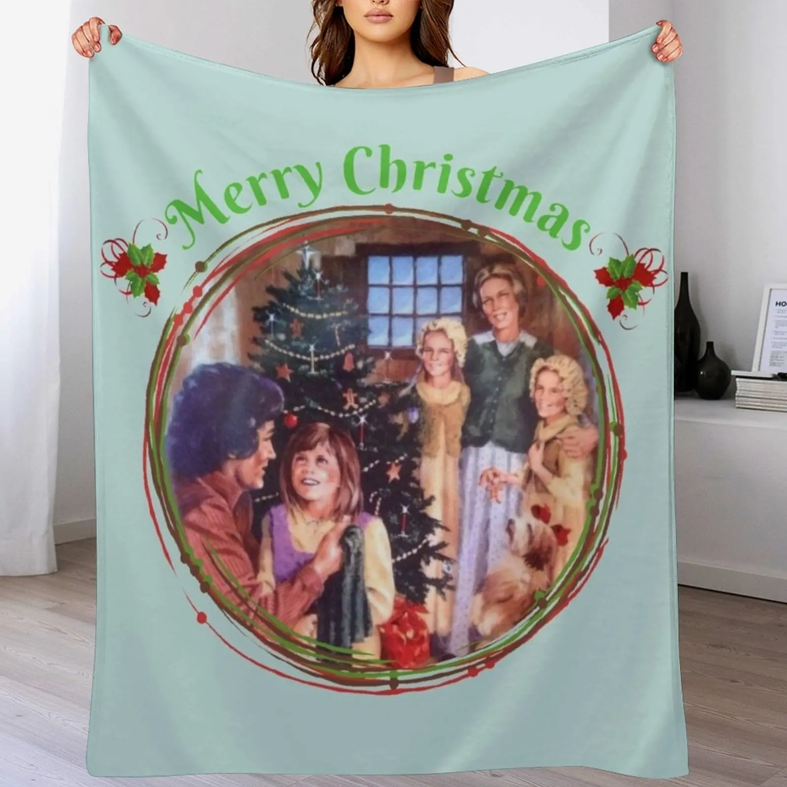 

Christmas Little House on the Prairie Throw Blanket Decorative Sofas Fashion Sofas Custom Quilt Blankets