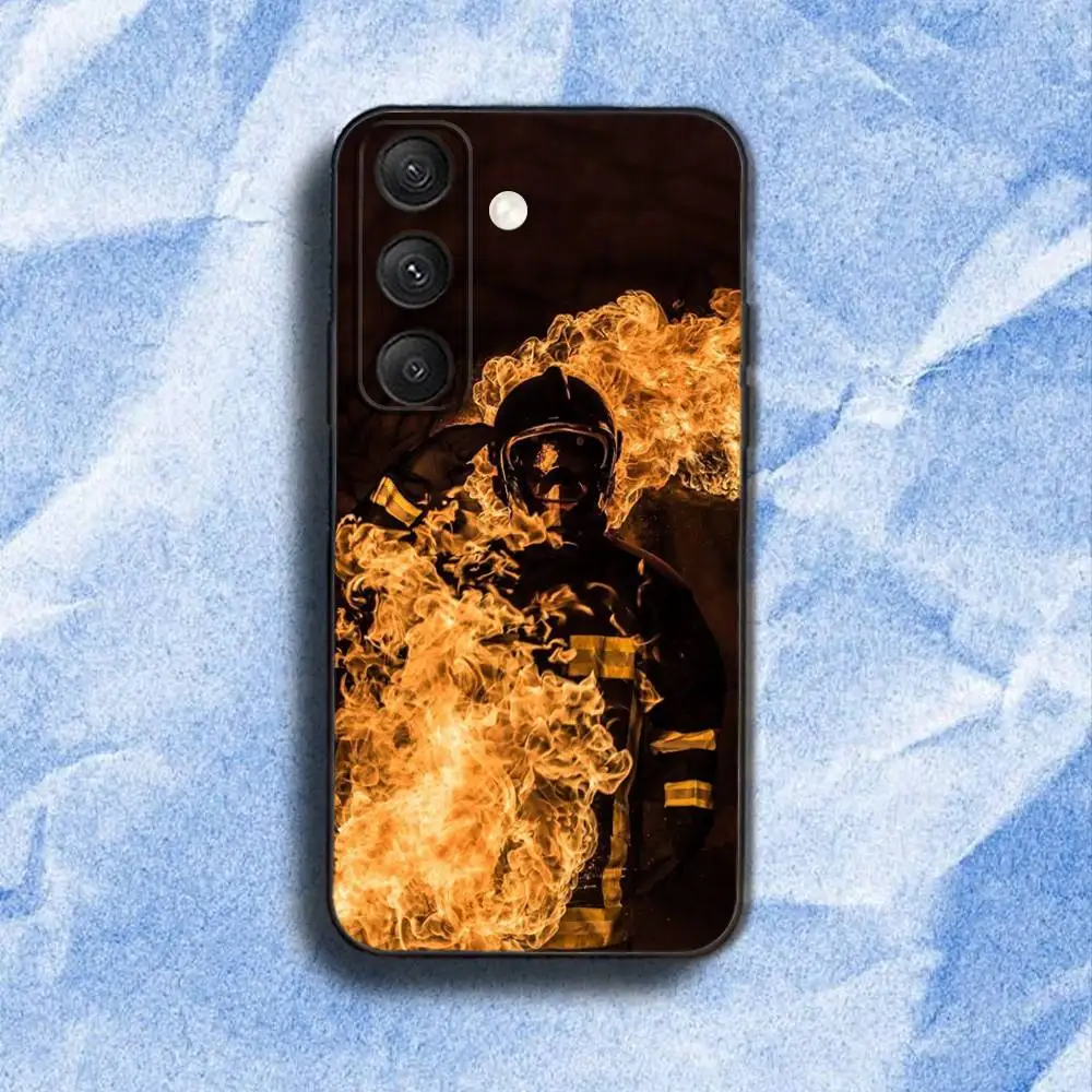 حافظة هاتف F-Fireman F-Firefighter لهاتف سامسونج S 25,24,23,22,30,21,10,9,Ultra,Plus,Lite,FE,4,5G حافظة ناعمة سوداء