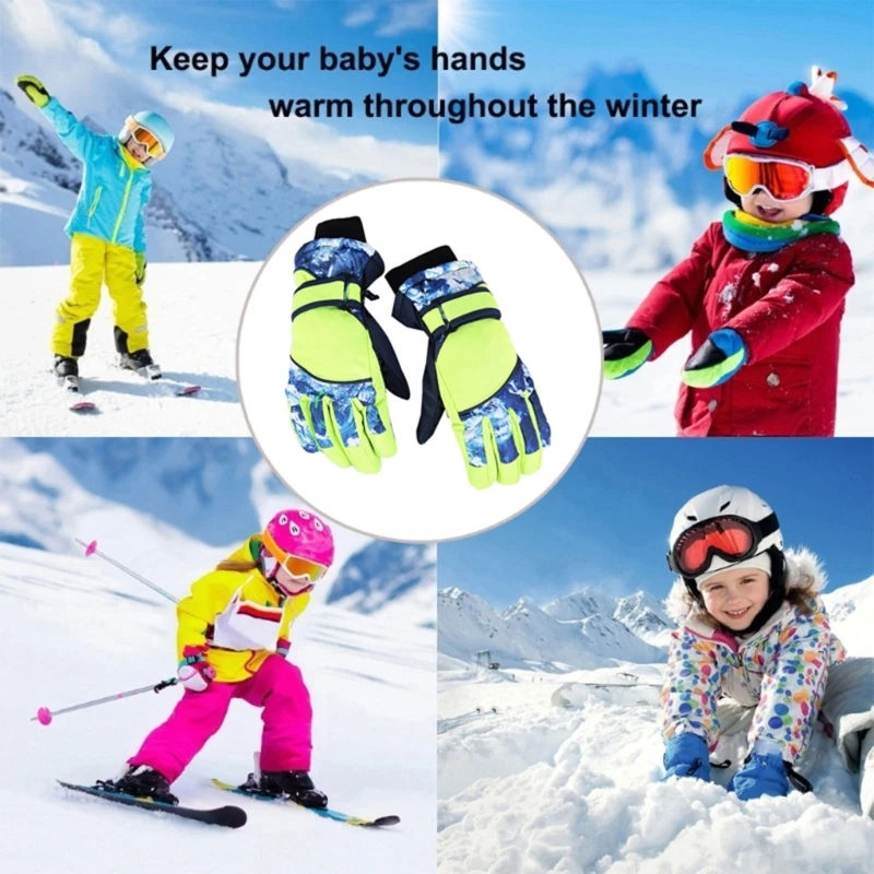 Gants de neige thermiques imperméables pour enfants, mitaines d\'extérieur, gants de ski, cyclisme, ski, équitation, garçons, filles, enfants, hiver