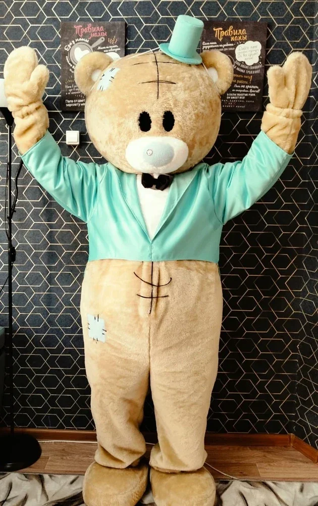 زي التميمة الدب البني مع فستان حفلة عيد ميلاد البودنغ للهالوين وعيد الميلاد بدلات فاخرة للبالغين وإكسسوارات أداء المسرح