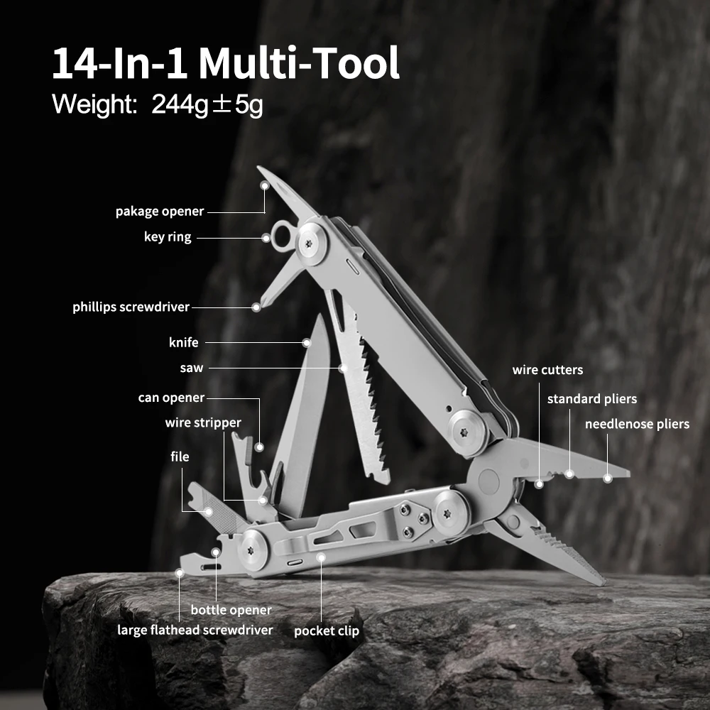 Multi-tool Pliers pocket knife, bottle opener screwdriver with nylon sheath suitable for survival camping, hunting and hiking