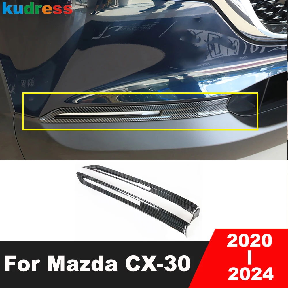 

For Mazda CX30 CX-30 2020 2021 2022 2023 2024 Carbon Fiber Car Front Fog Light Lamp Cover Trim Foglight Bezel Trims Accessories