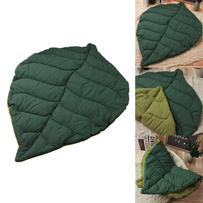 F62D Creatively Tapetes em forma de folha Cobertores de algodão suaves para a pele para tapete de engatinhar infantil