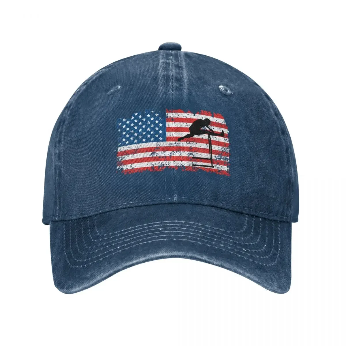 Hurdling, Hurdles, American Flag, July 4th Baseball Cap Hat Luxury Brand Hood Golf Cap hiking hat Hats Woman Men's
