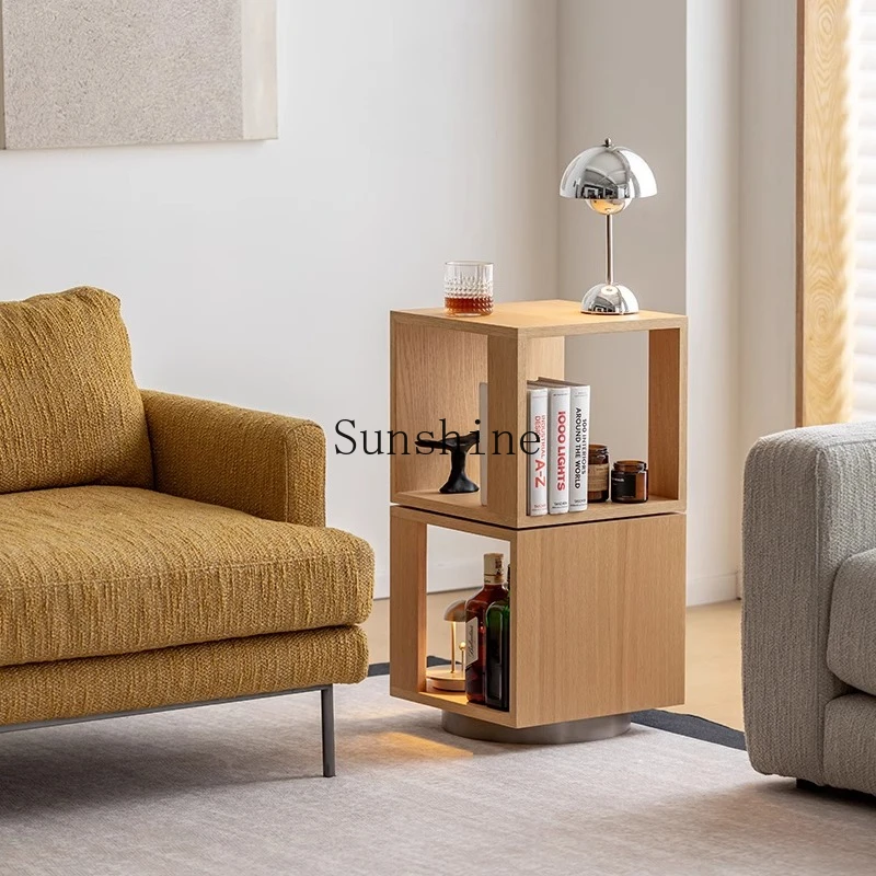 

Modern simple sofa side cabinet movable small table square coffee table Nordic creative rotation