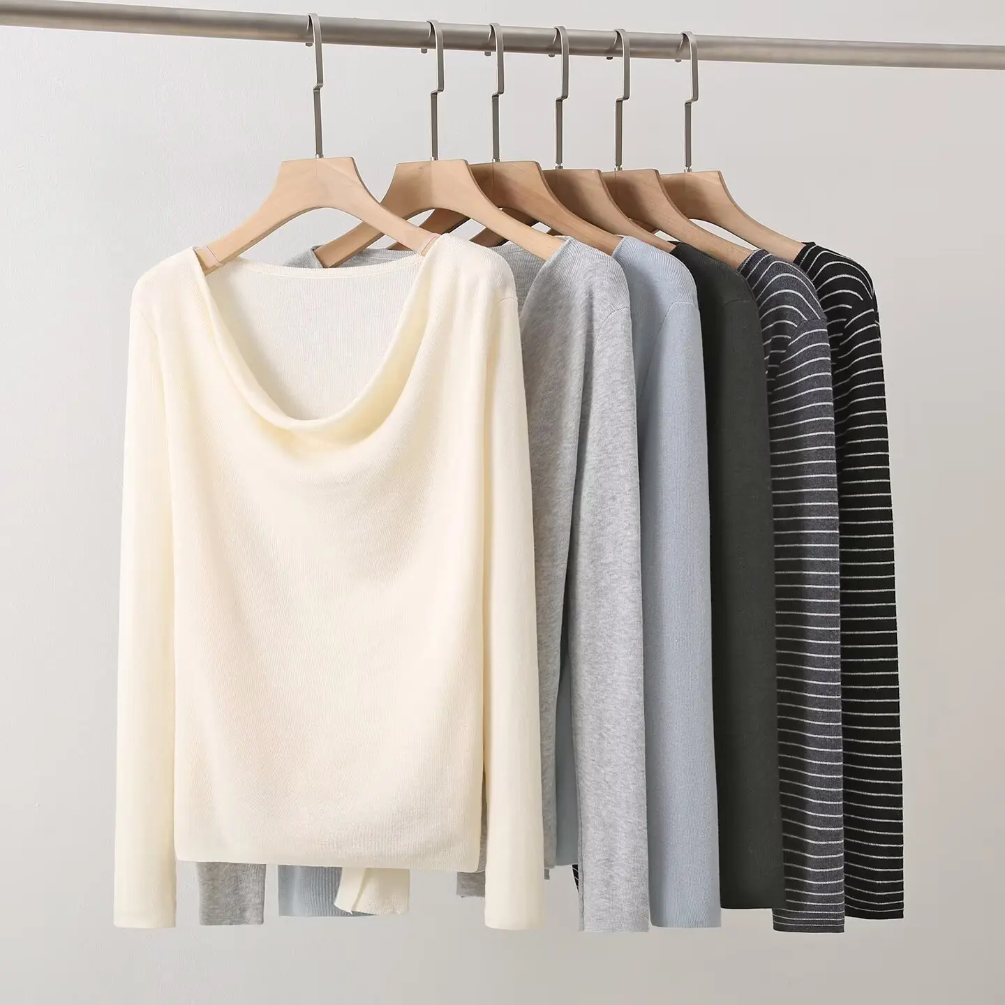 

Ele Long Sve Knitted Sweater Women's Faion Design Slimming Neline Top Autumn Commute Sle Warmth Heating Pure Color