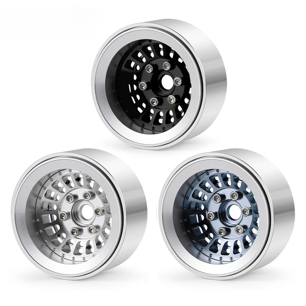 4Pcs Aluminum Alloy 1.9 Inch Beadlock Wheel Rims 30mm Hubs for 1/10 RC Crawler Axial SCX10 TRX‑4 Upgrade Parts
