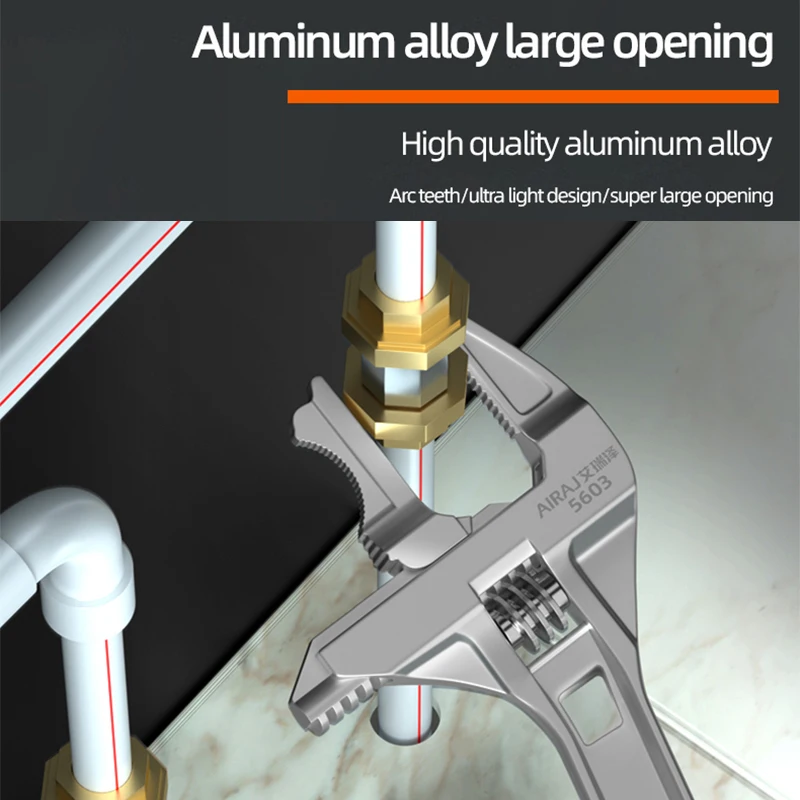 ARAJ Multi-Function Adjustable Wrench, With scales Universal Spanner, Large Open Repair Tool for Water Pipe & Bathroom
