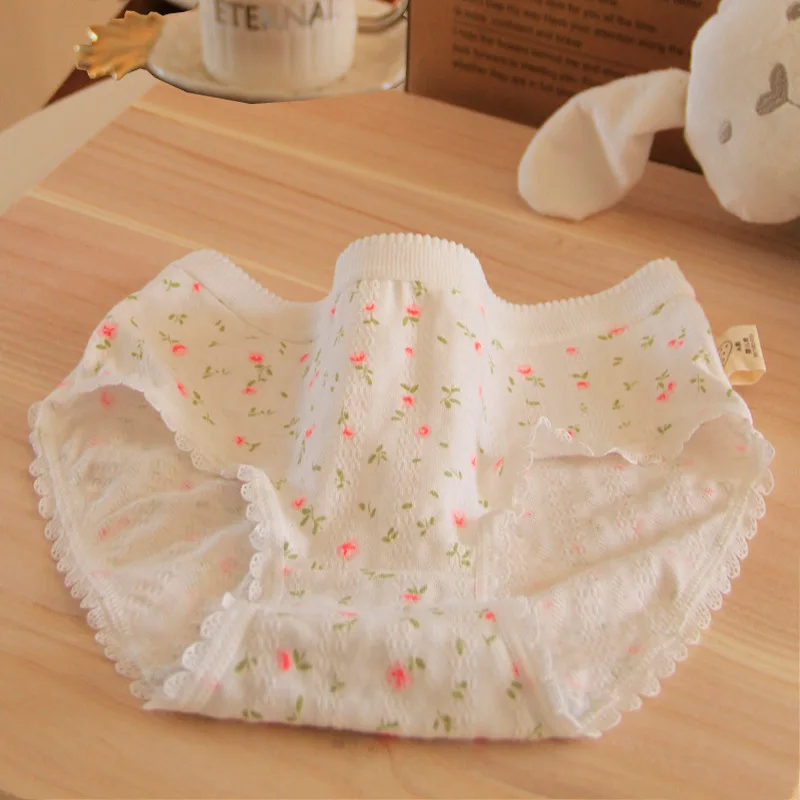 Young girl Underwear 5pc/lot 95% Cotton Lovely middle Waist Briefs student Panties children skin flower Teenagers M-XL