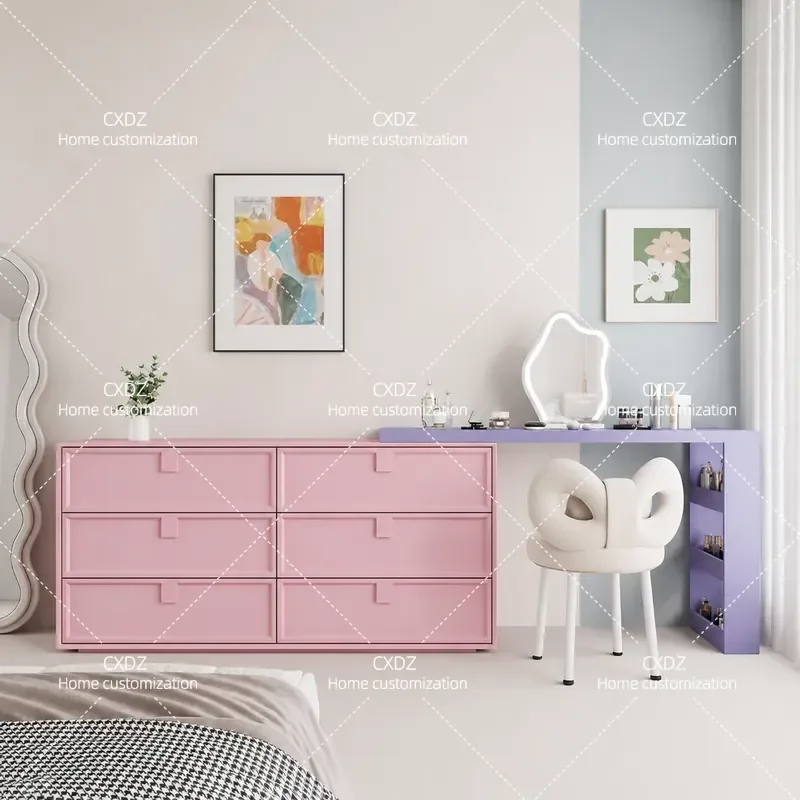 Dressing table, chest, bedroom, modern minimalist bedroom, French cream style dressing table, dressing table