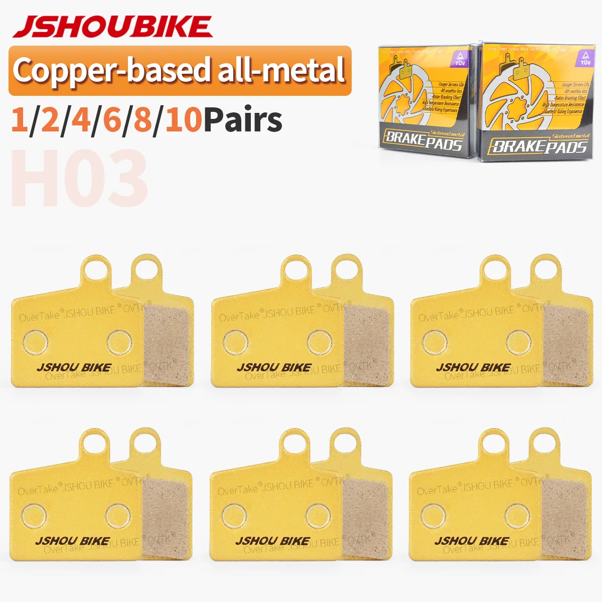 وسادات فرامل الدراجة المعدنية بالكامل من JSHOUBIKE مقاومة للاهتراء ومنخفضة الضوضاء لـ Hayes: Sole، MX2/ MX3/ MX4/ MX5، CX5، GX-C، GX2 #1