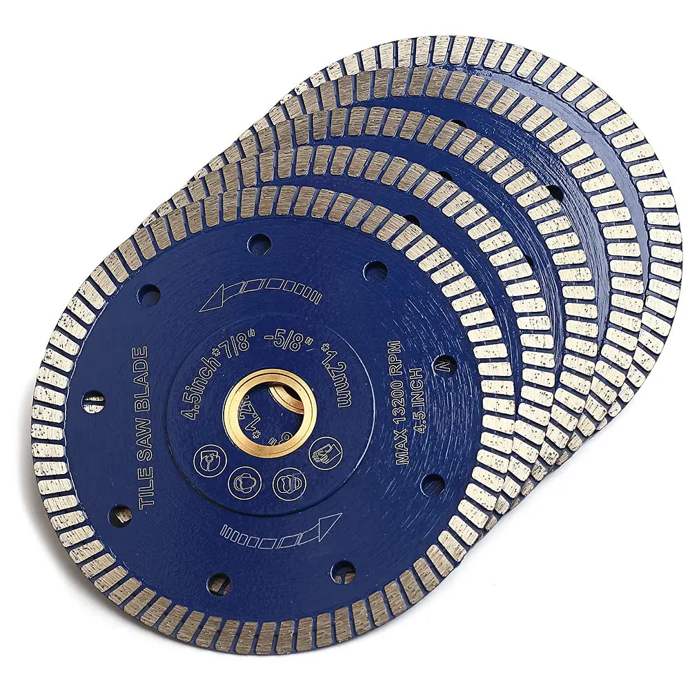 

Набор из 5 супертонких алмазных турбо-пил 4,5 дюйма для резки гранита, мрамора, керамической плитки
